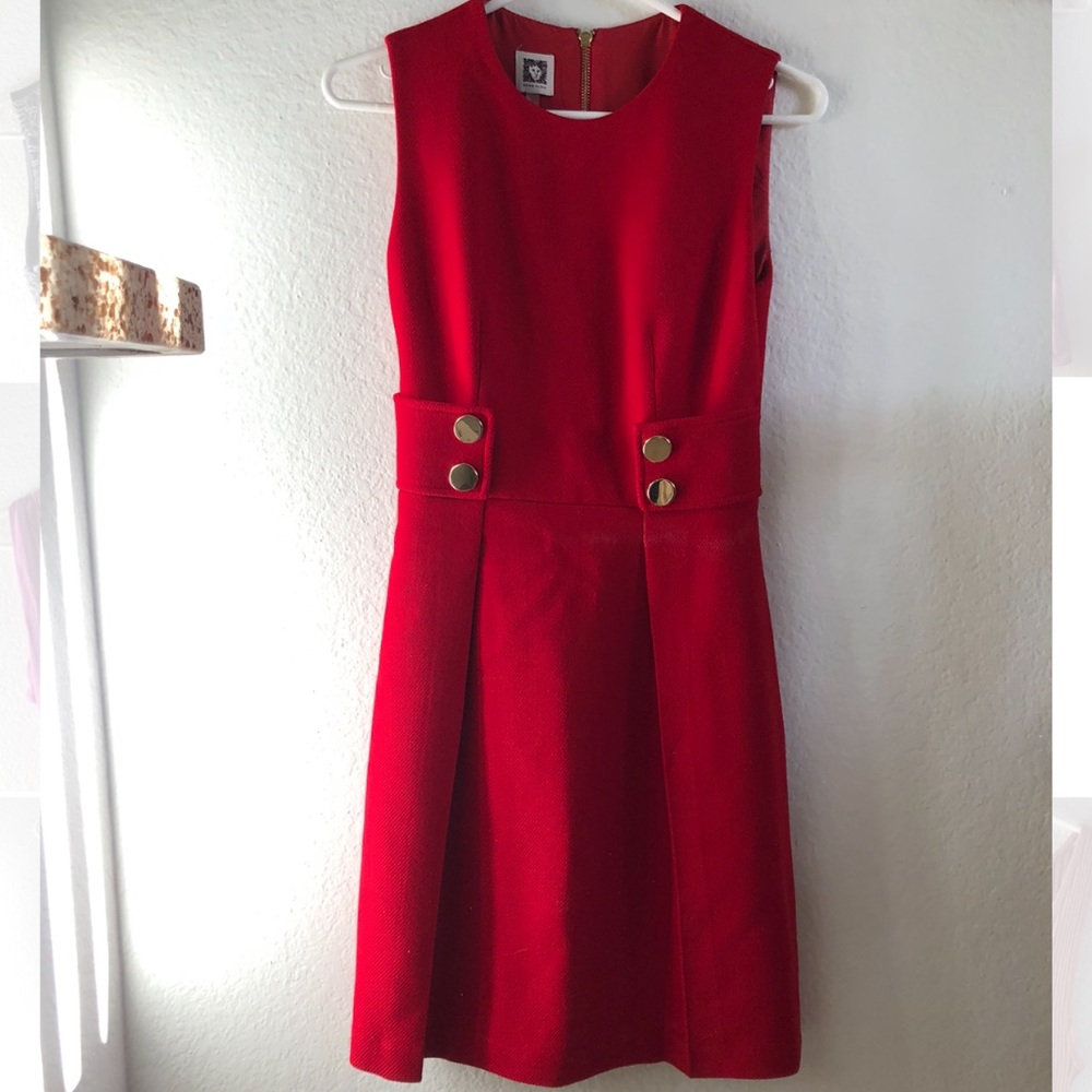 Red Anne Klein Sleeveless Midi Dress